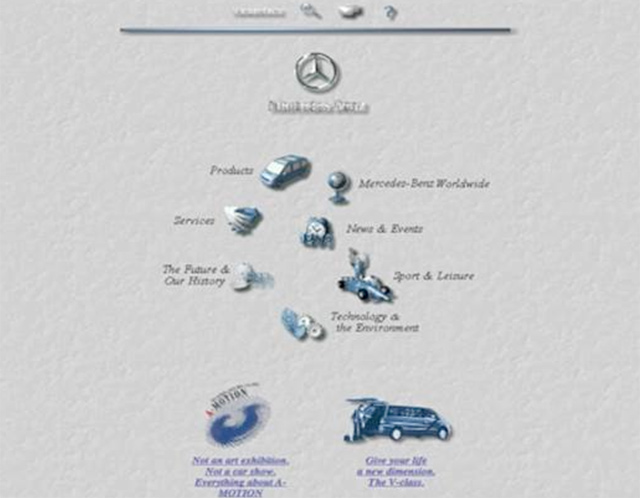 Webové stránky Mercedes-Benz před více jak 20ti lety