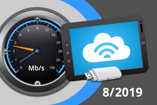 Rychlosti mobilního internetu na DSL.cz v srpnu 2019