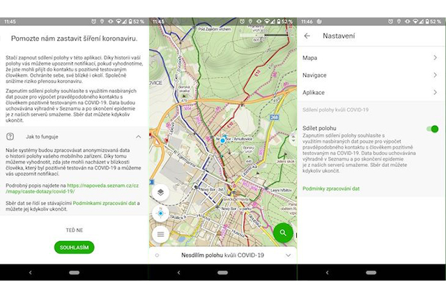Mapy.cz upozorní uživatele na možnost nákazy koronavirem