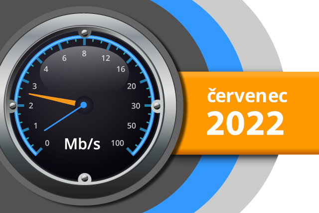 Naměřené rychlosti internetu na DSL.cz v červenci 2022
