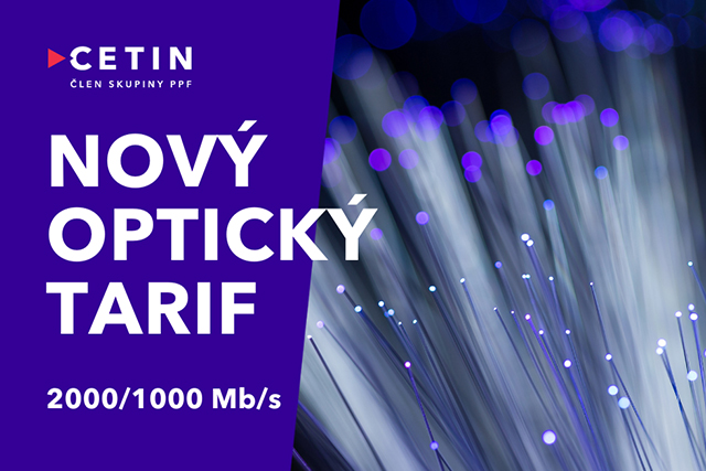 CETIN přidal do nabídky optický tarif 2000/1000 Mb/s