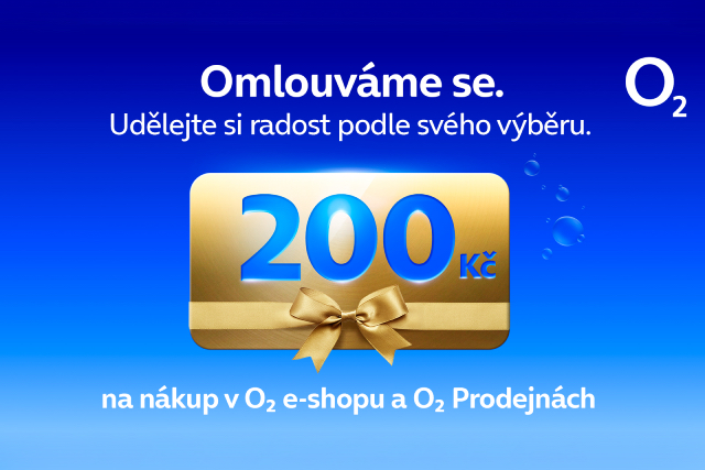O2 se omluvilo za pondělní výpadek, zákazníkům rozdává poukazy na 200 Kč