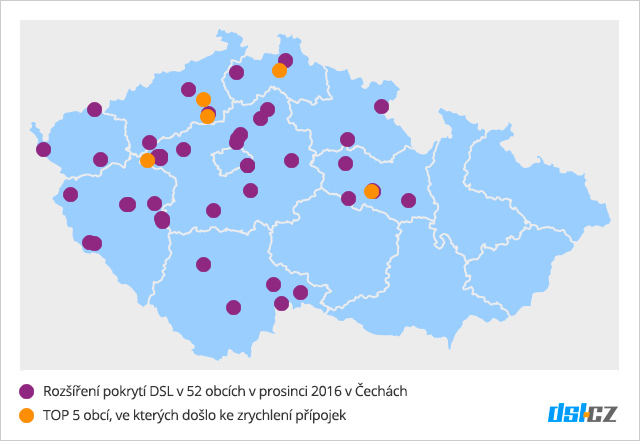 Zrychlování DSL v prosinci v Čechách