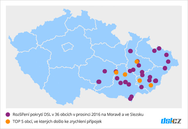 Zrychlování DSL v prosinci na Moravě a ve Slezsku