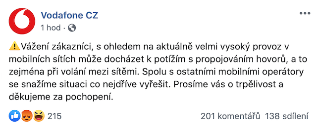 Vodafone výpadek
